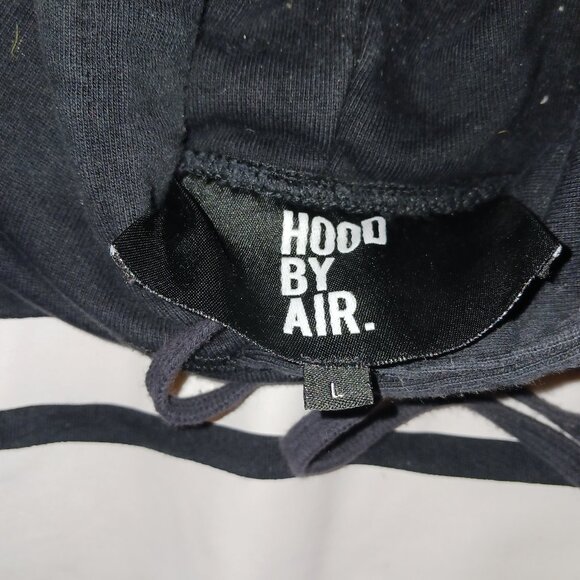 RARE DESIGNER ATHLEISURE Hood By Air Parka HOODIE Size L Black WHITE ZIPPERS - Picture 8 of 9